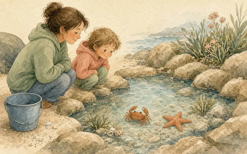 Illustration: Beach or creek rock pooling, Explore rock pools and look gently under rocks
