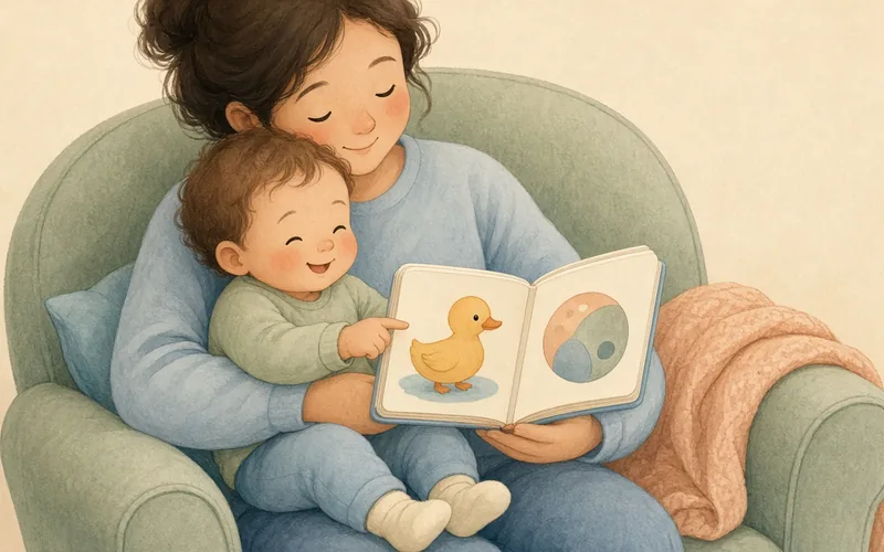 Illustration: Board-book read and point, Read a sturdy board book and point at pictures together