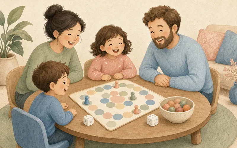 Illustration: Board game afternoon, A regular screen-free games slot with snacks