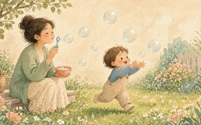 Illustration: Bubble chase, Blow bubbles for babies to watch and toddlers to chase and pop