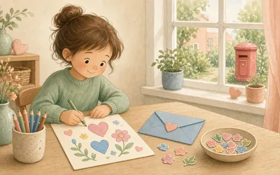 Illustration: Letter to grandparents, Kids write and decorate real letters and post them