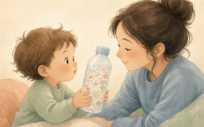 Illustration: Quick Make & Play Edible Sensory Bottle, An at-home hands-on activity idea from Hands On As We Grow: quick make & play edible sensory bottle